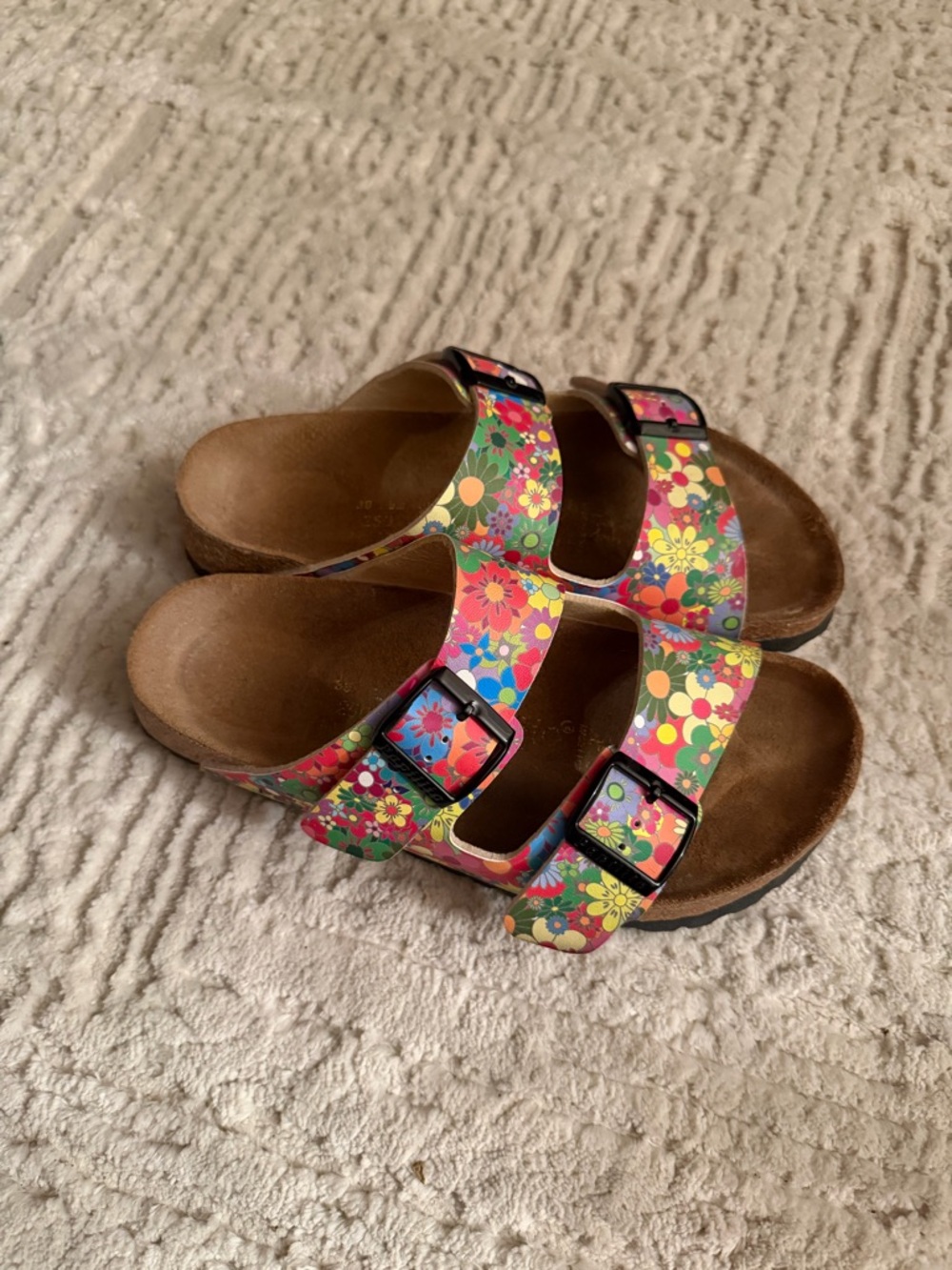 Birkenstock Floral Double Buckle Slide Sandals - Multicolor